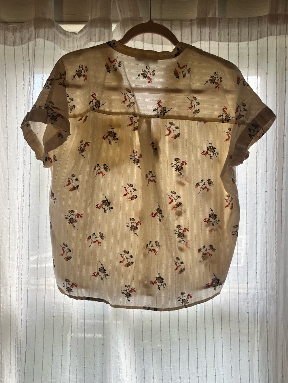 Madewell Cream Floral V-Neck Top with Multicolor Blooms - Picture 2 of 8